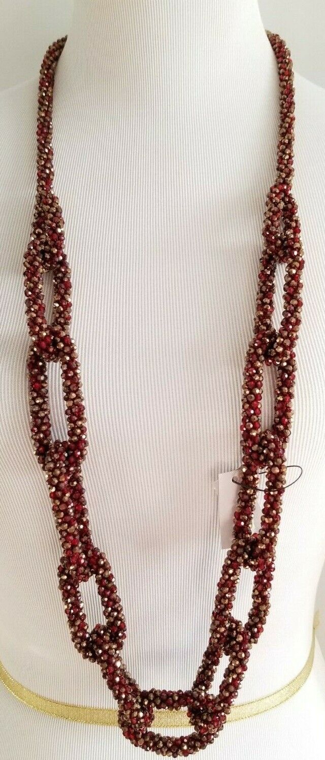 CHICO'S LONG RED LUMI SINGLE-STRAND NECKLACE