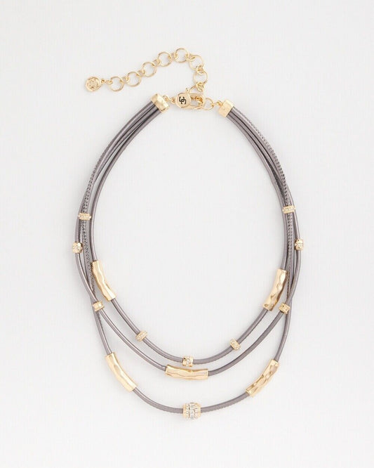 CHICO'S MIXED METAL TRIPLE STRAND NECKLACE