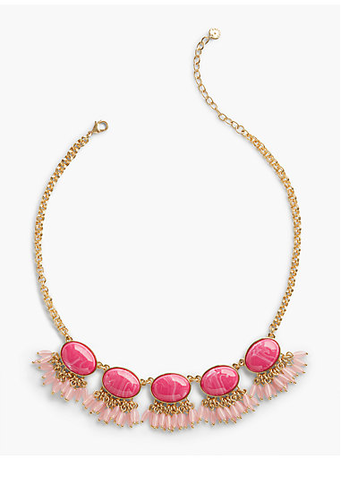 TALBOTS Cabochon & Teardrop Bib Necklace