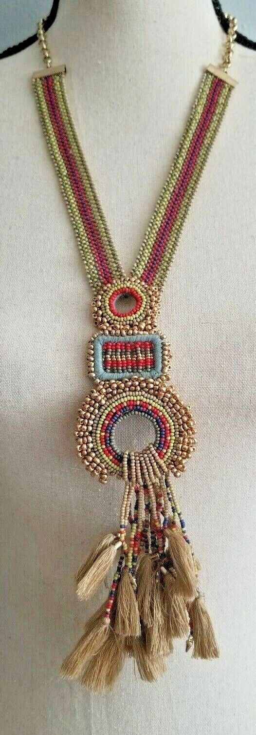CHICO'S MULTI-COLOR SEED PENDANT NECKLACE