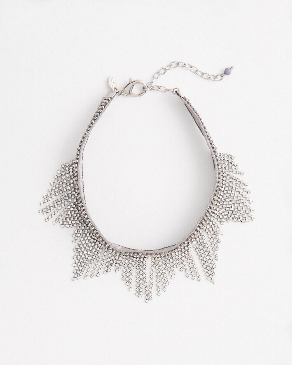 CHICO'S SILVER TONE FRINGE COLLAR NECKLACE