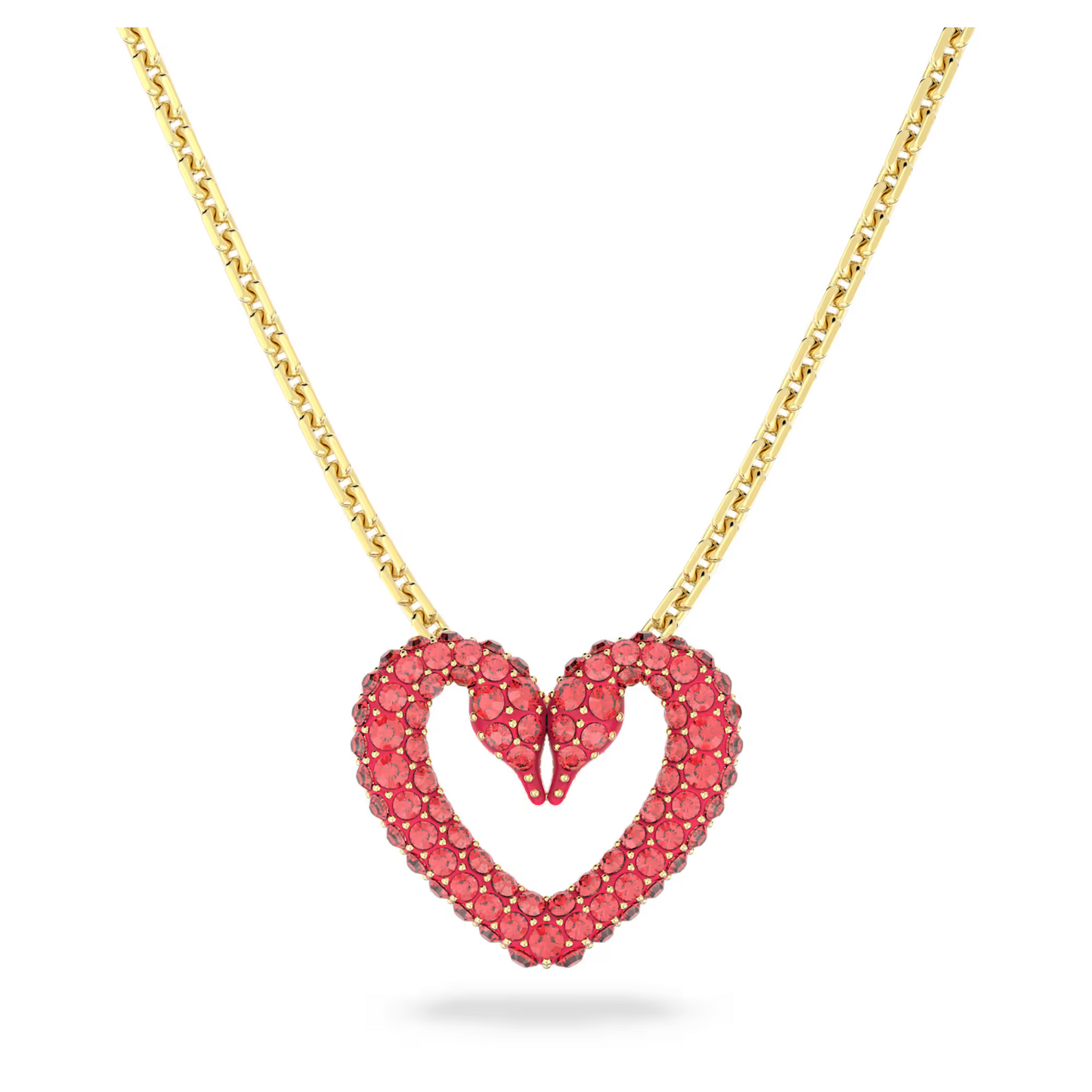Swarovski Pavé, Heart, Small, Red, Gold-tone plated
