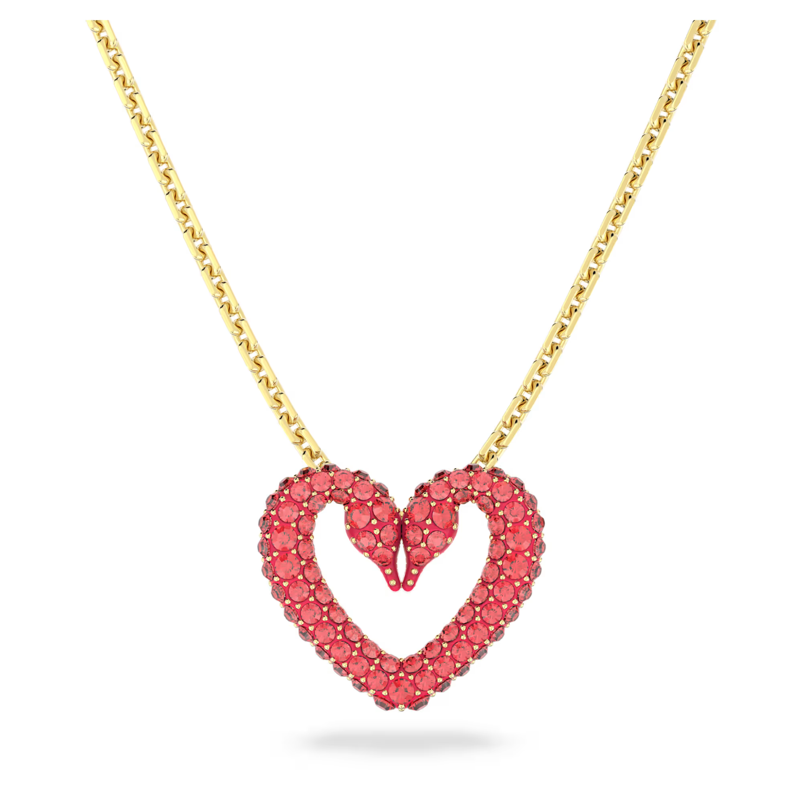 Swarovski Pavé, Heart, Small, Red, Gold-tone plated