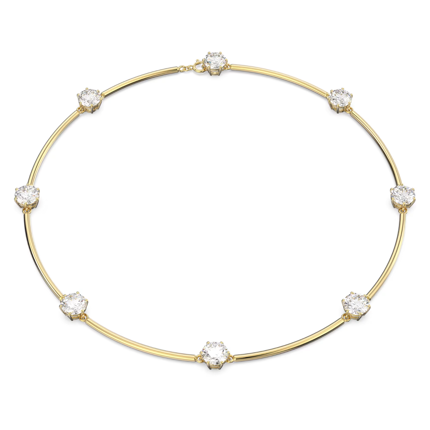Swarovski Constella choker Round cut, White, Shiny gold-tone plated