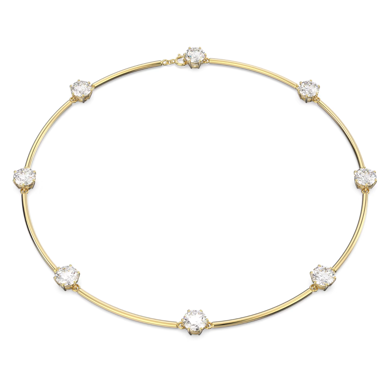 Swarovski Constella choker Round cut, White, Shiny gold-tone plated