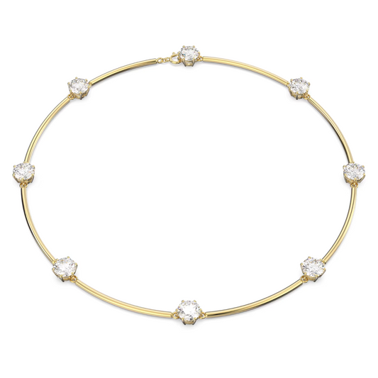 Swarovski Constella choker Round cut, White, Shiny gold-tone plated