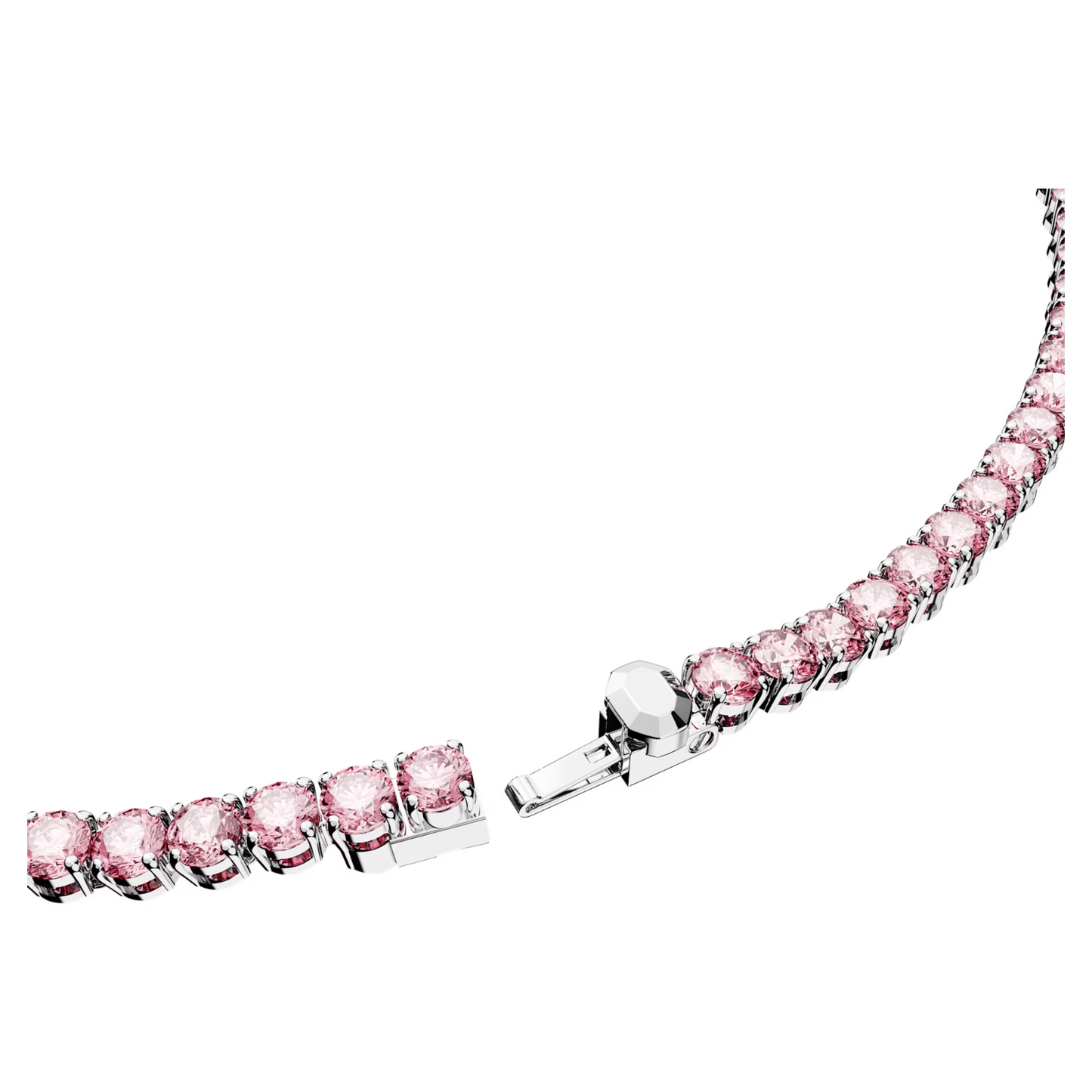 Swarovski Matrix Tennis necklace Round cut, Pink, Rhodium plated