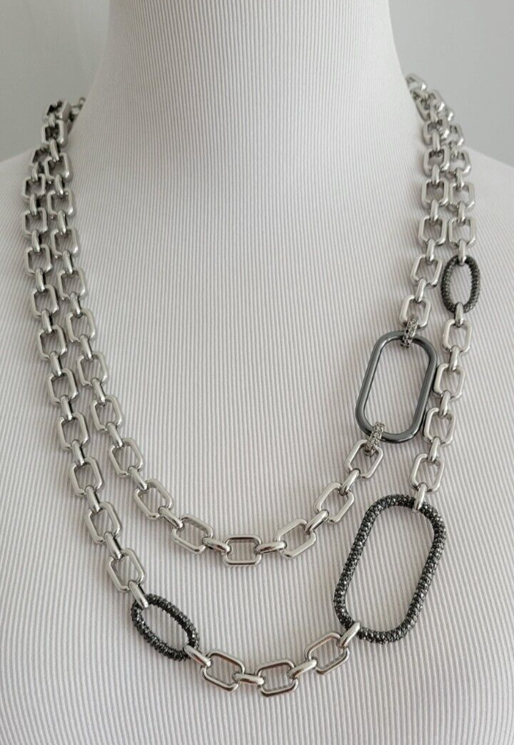 CHICO' S PAVE DOUBLE STRAND NECKLACE