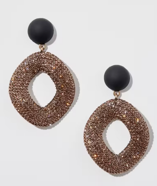 CHICO'S GOLD TONE PAVE DROP EARRINGS