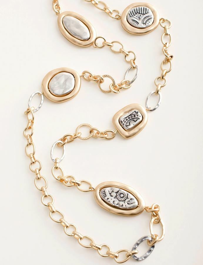 CHICO' S SLEEK MIXED-METAL SINGLE-STRAND NECKLACE