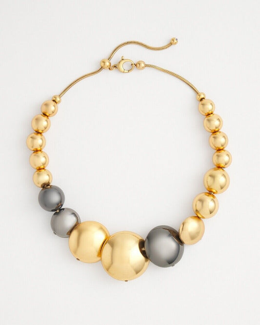 CHICO'S MIXED METAL SPHERE BIB NECKLACE