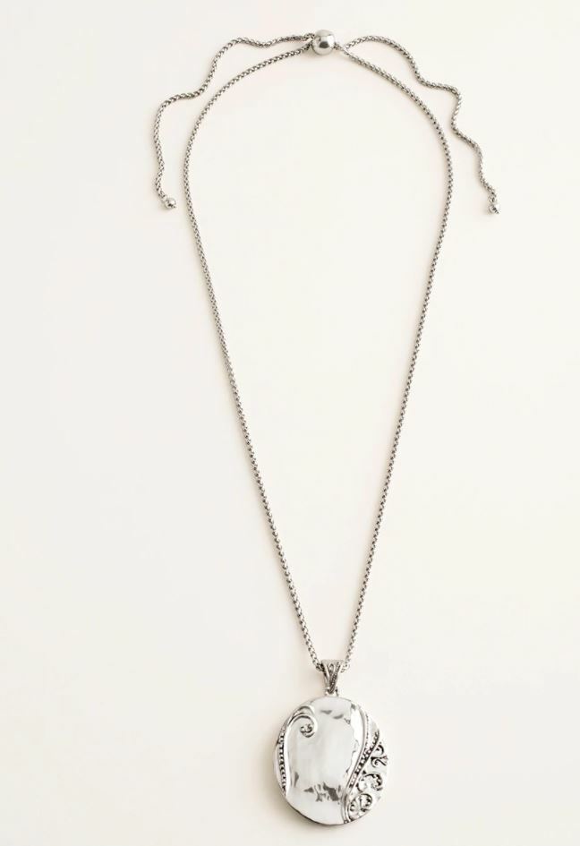 CHICO'S REVERSIBLE MIXED-METAL SHINE PENDANT NECKLACE