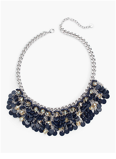 TALBOTS Flower & Discs Bib Necklace