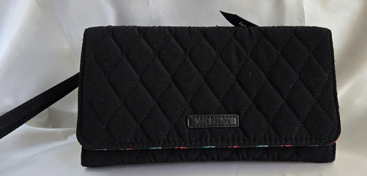 Vera Bradley RFID Crossbody, Microfiber Classic Black