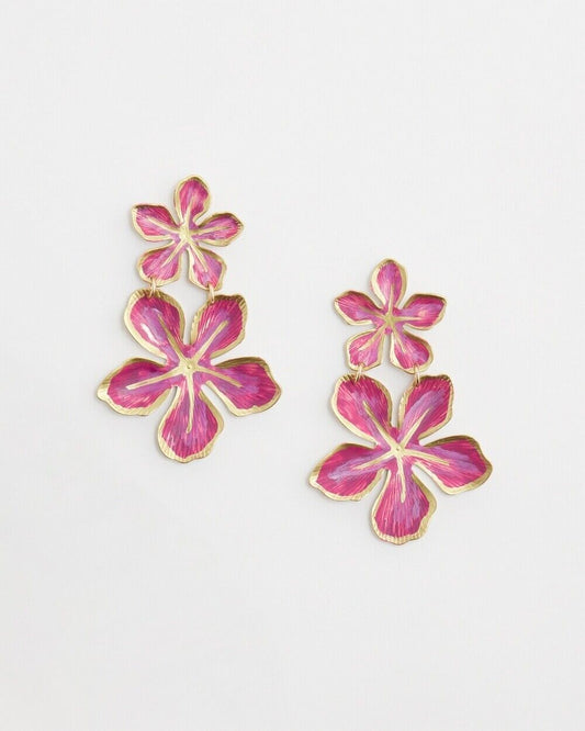 CHICO'S NO DROP MAGENTA FLOWER DROP EARRINGS