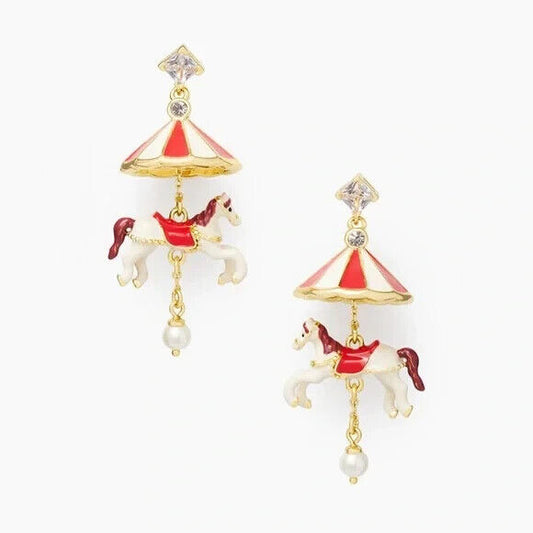 Kate Spade Winter Wonderland 3D Carousel Statement Dangling Earrings