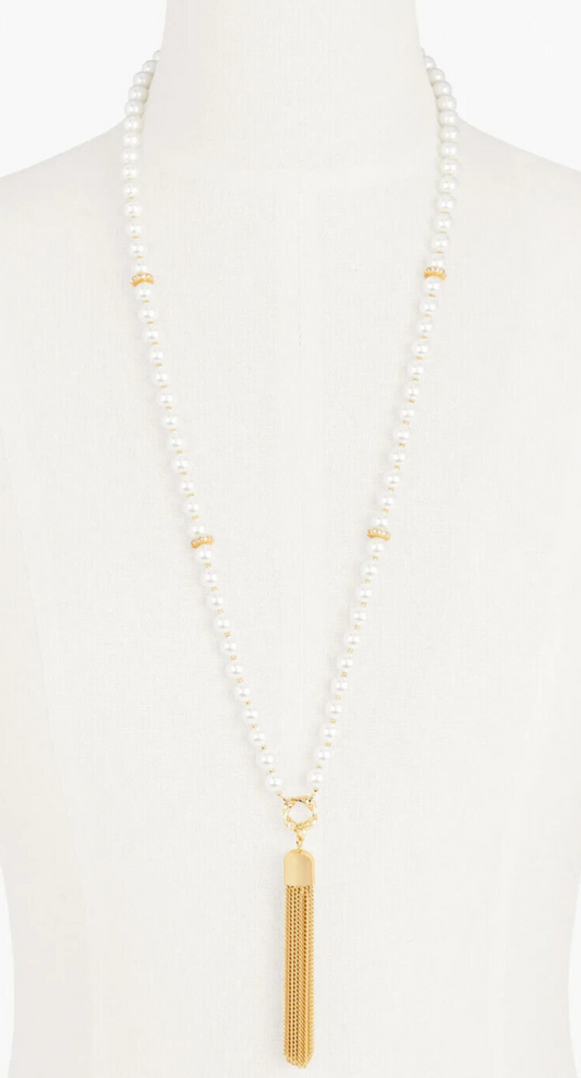 TALBOTS TASSEL PEARL NECKLACE