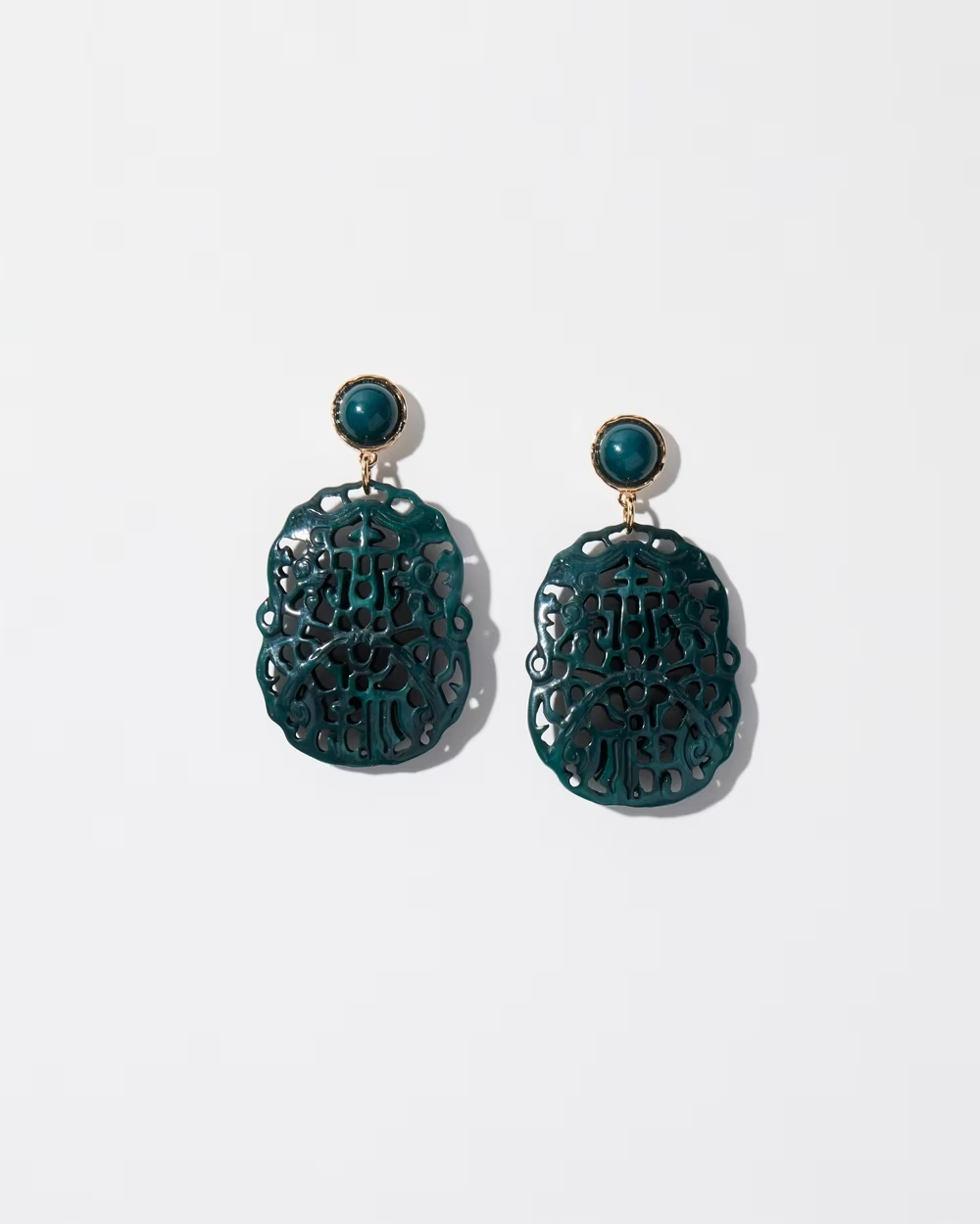 CHICO'S TEAL JADE CROCHET EARRINGS