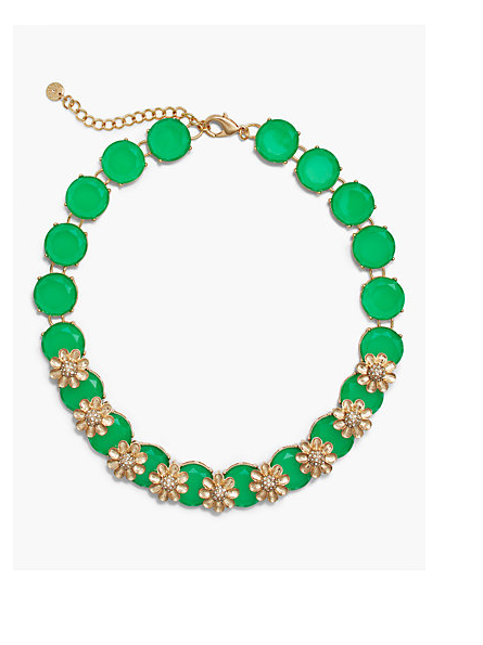 TALBOTS Layered Flowers and Stones Linear Necklace
