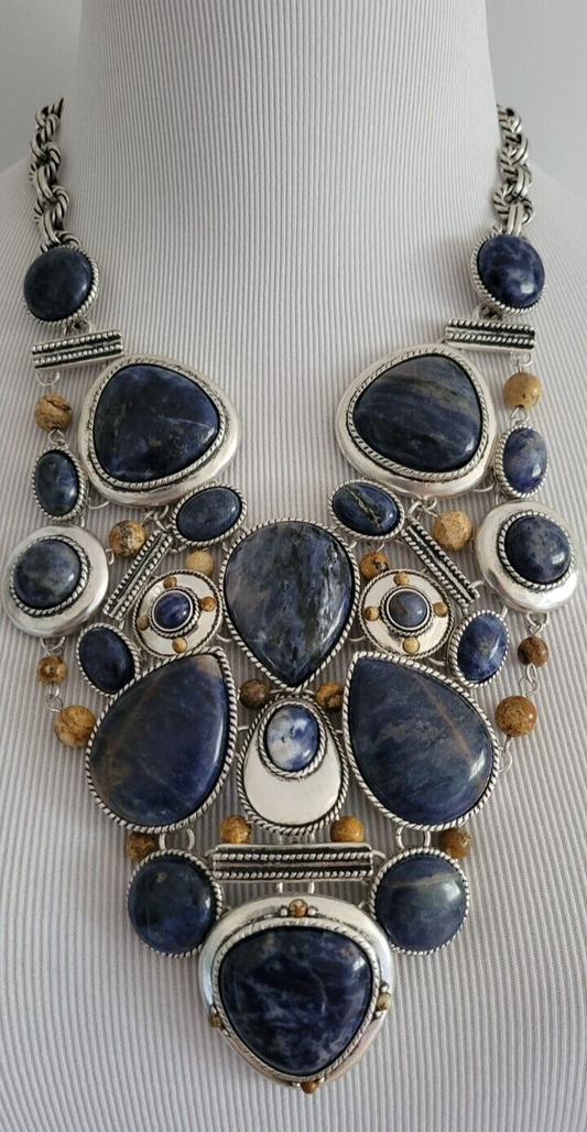 CHICO'S SODALITE STONE BIB NECKLACE