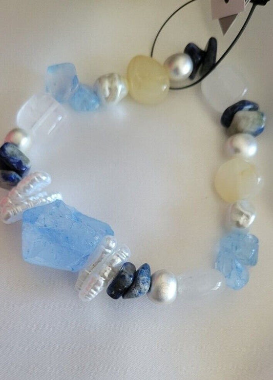 CHICO'S BLUE AND WHITE BEADED BRACELET