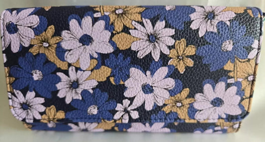 Vera Bradley Women's Faux Leather Wallet Crossbody, Trellis Floral
