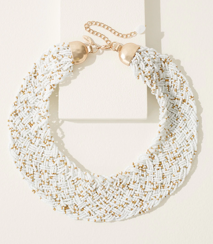 CHICO'S SUMMER WHITE BIB NECKLACE 