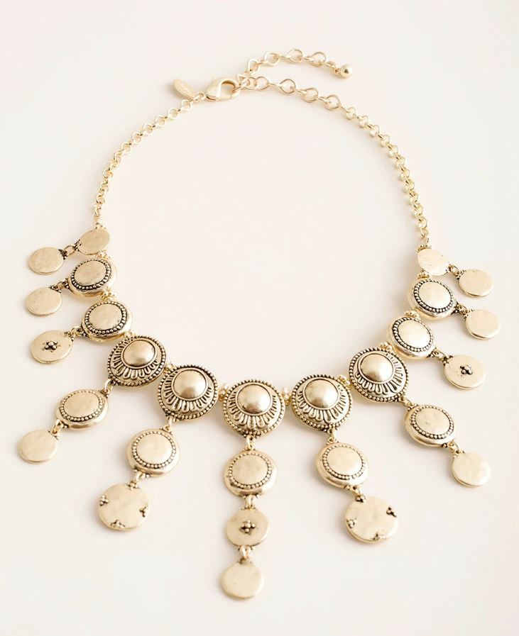 CHICO'S GOLD-TONE CIRCLET BIB NECKLACE