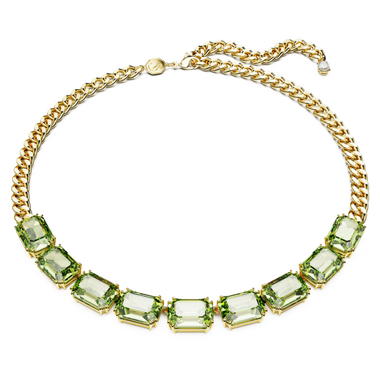 Swarovski Millenia necklace Octagon cut, Green, Gold-tone plated