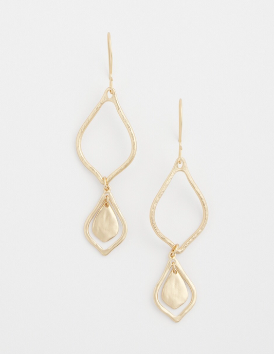 CHICO'S GOLD LATTICE PUFF HOOP EARRINGS