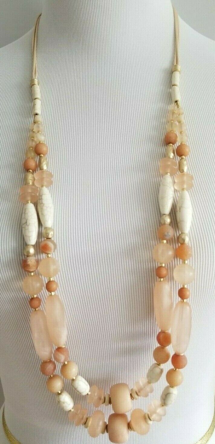 CHICO'S BLUSH BEADED DOUBLE-STRAND NECKLACE
