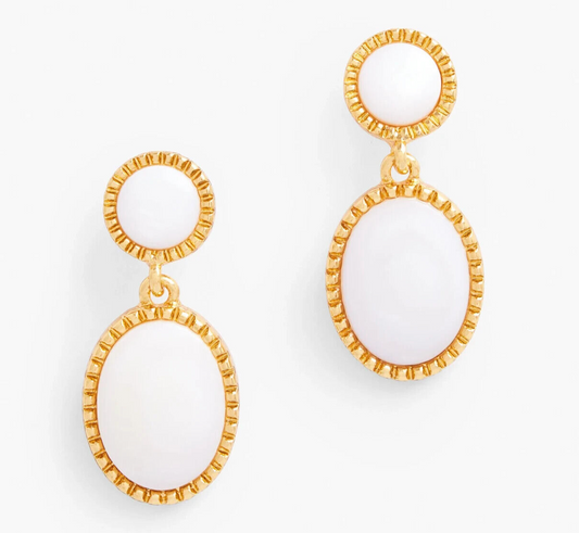 TALBOTS BEZEL SET MOTHER OF PEARL DROP EARRINGS