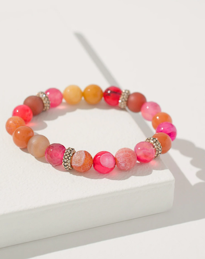 CHICO'S AGATE AND AVENTURINE STRETCH BRACELET