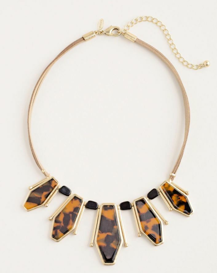 CHICO'S FAUX-TORTOISE BIB NECKLACE