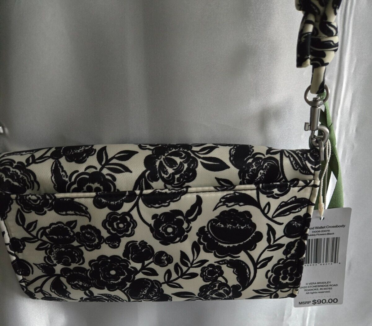 Vera Bradley Crossbody, Bubbly Flowers Black in Nylon twill