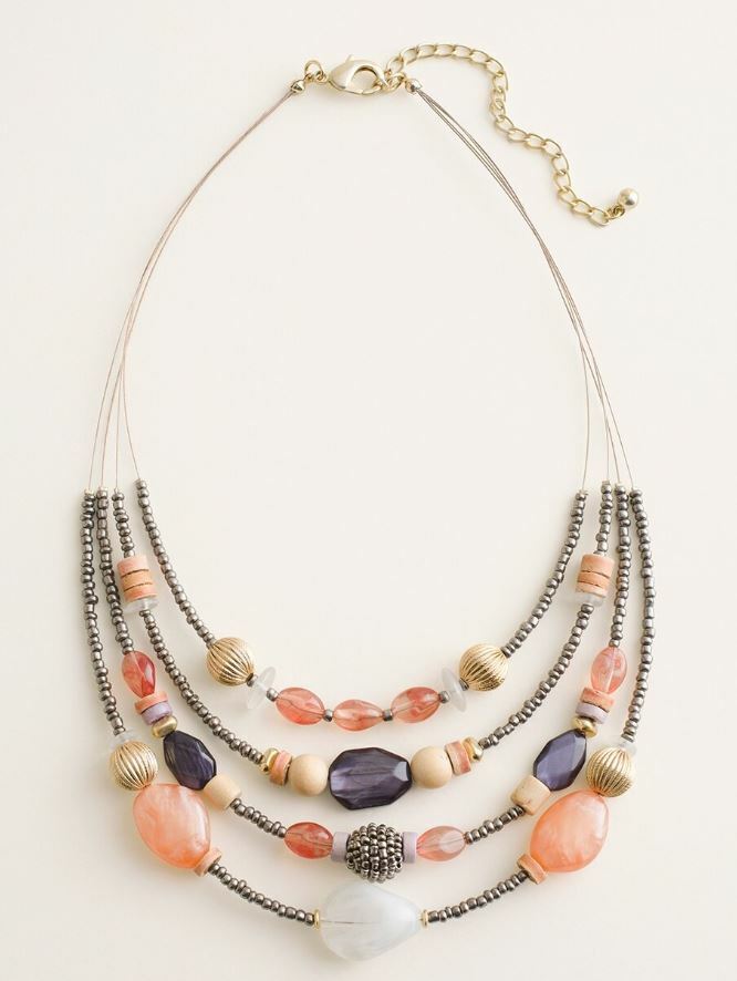 CHICO'S COLORFUL BEADED ILLUSION NECKLACE