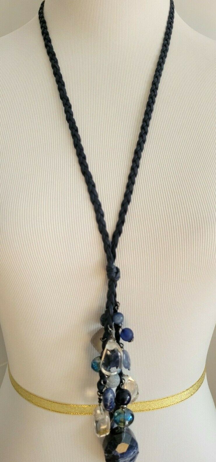 CHICO'S BLUE SODALITE AND CLEAR QUARTZ PENDANT NECKLACE