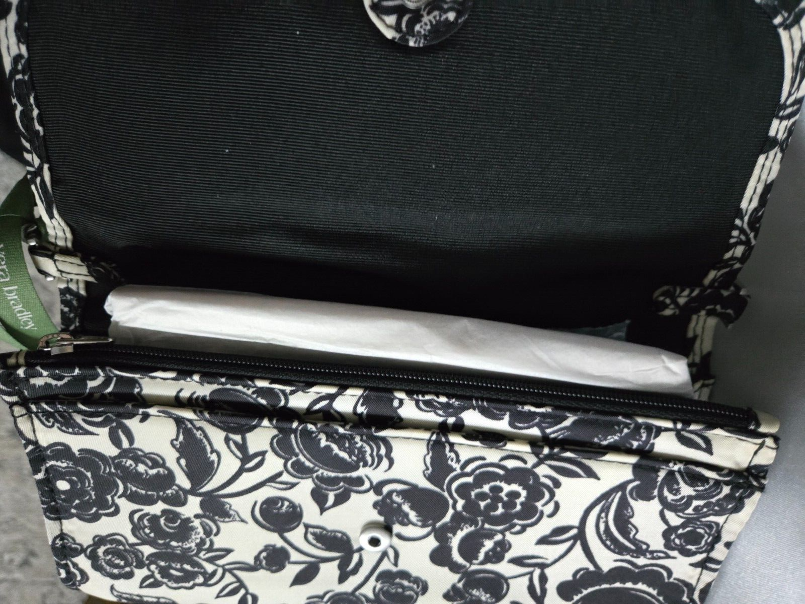 Vera Bradley Crossbody, Bubbly Flowers Black in Nylon twill