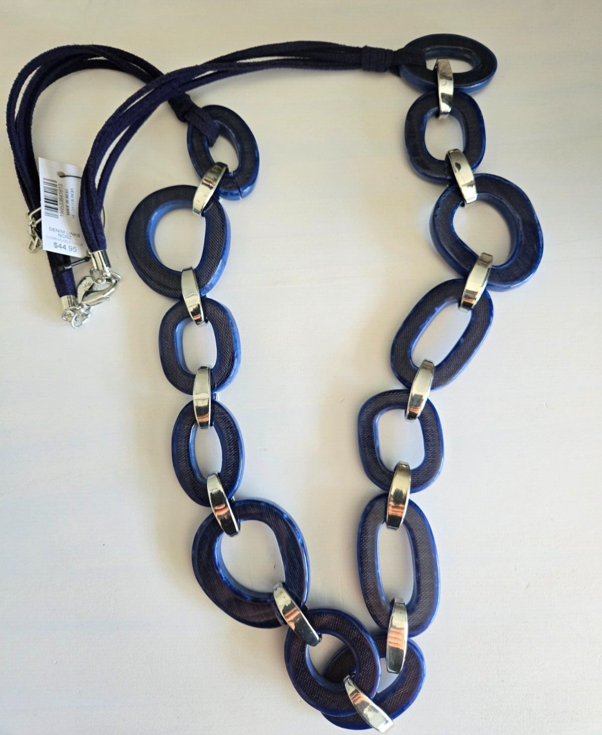 CHICO'S DENIM LINKS SINGLESTRAND NECKLACE