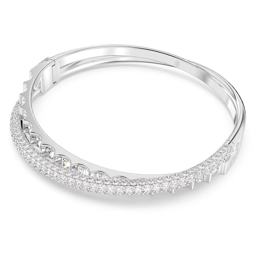 Swarovski Rota bangle Mixed cuts, White, Rhodium plated