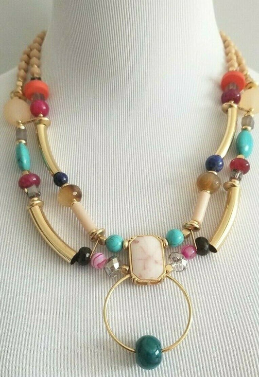 CHICO'S MULTI-COLORED BEADED STATEMENT NECKLACE