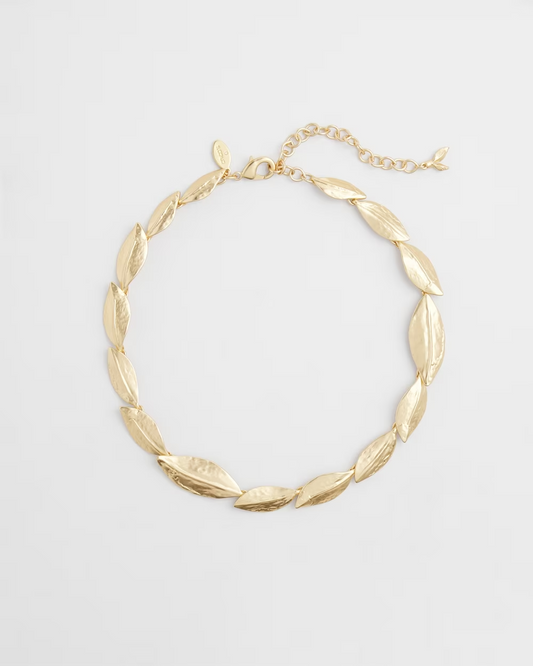 CHICO' S GOLD TONE LEAF BIB NECKLACE