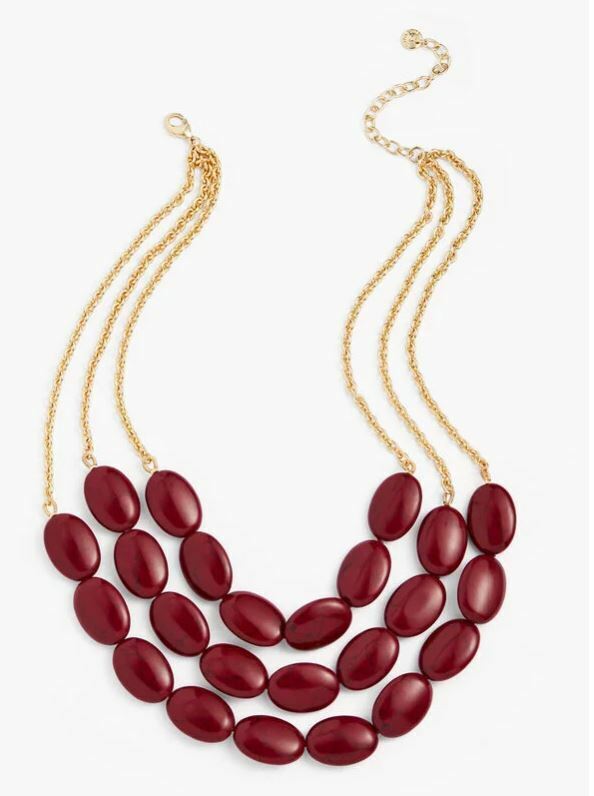 TALBOTS TRIPLE-STRAND STONE NECKLACE