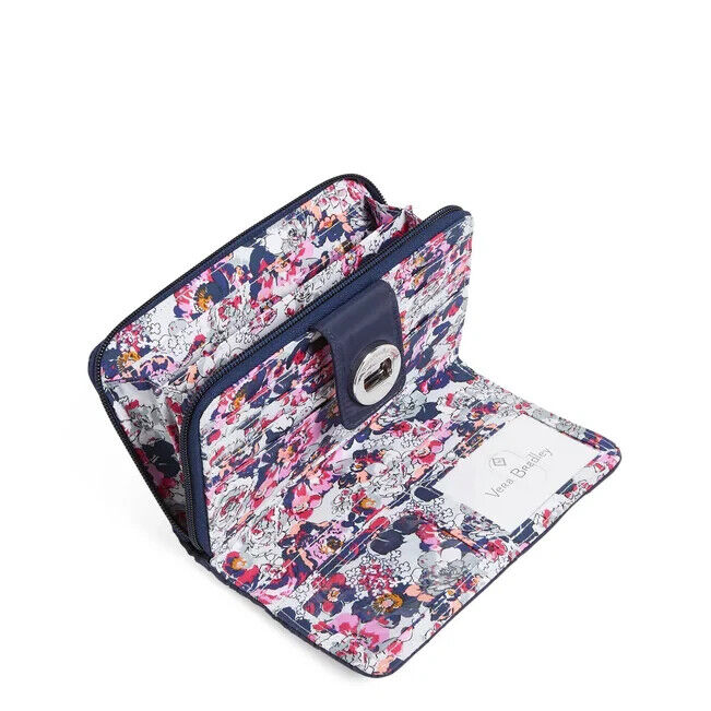 Vera Bradley Ultralight RFID Turnlock Wallet, Scroll Navy