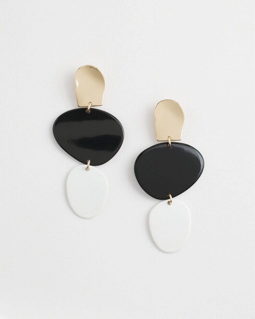 CHICO'S NO DROOP TWO TONE LINEAR EARRINGS