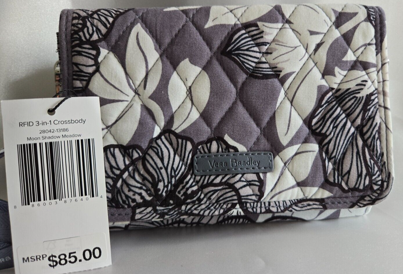 Vera Bradley RFID Cotton Turnlock Wallet, Moon Shadow Meadow
