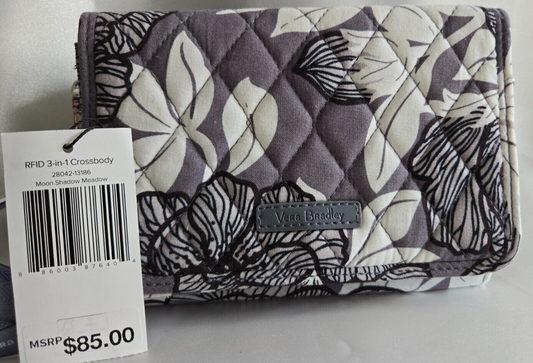 Vera Bradley RFID Cotton Turnlock Wallet, Moon Shadow Meadow