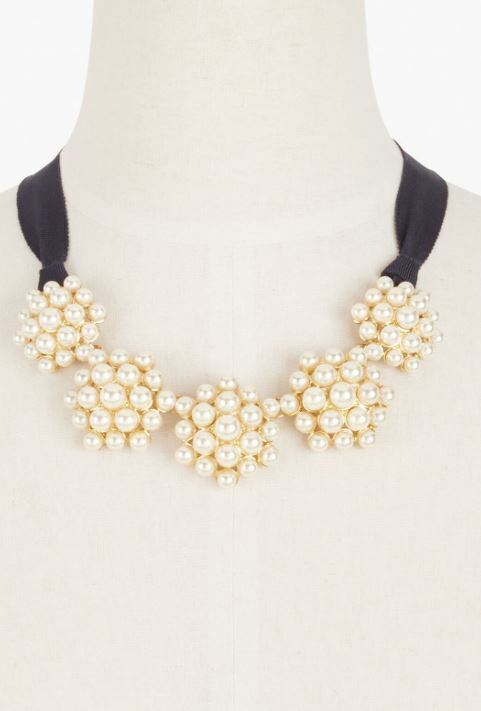 TALBOTS PEARL CLUSTER RIBBON NECKLACE