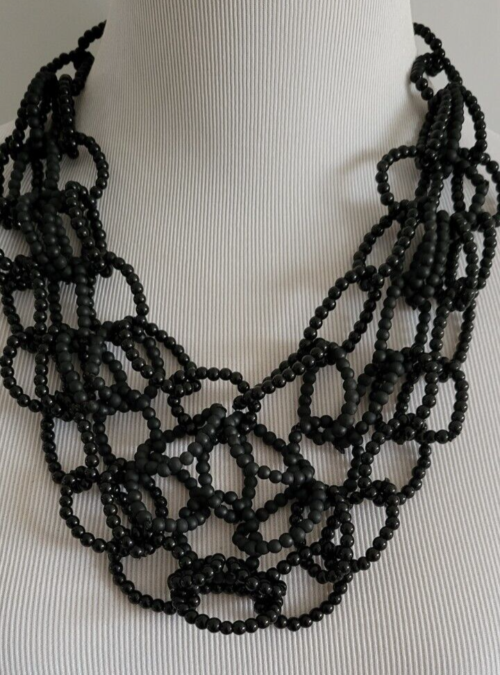 CHICO'S BLACK BEADED MULTISTRAND NECKLACE