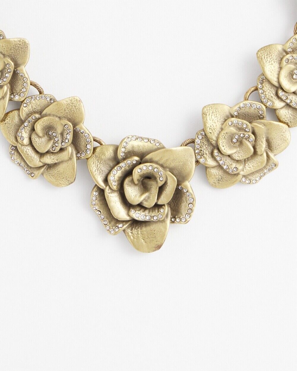 CHICO'S GOLD TONE FLOWER COLLAR NECKLACE